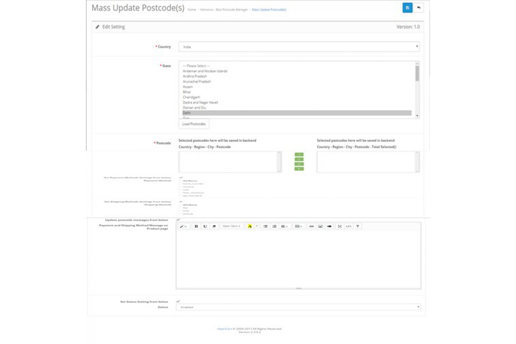 Best Postcode - Pincode Manager for opencart - xtensions.in